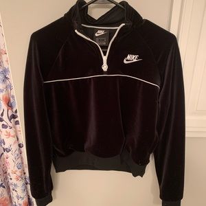 black nike velvet half zip